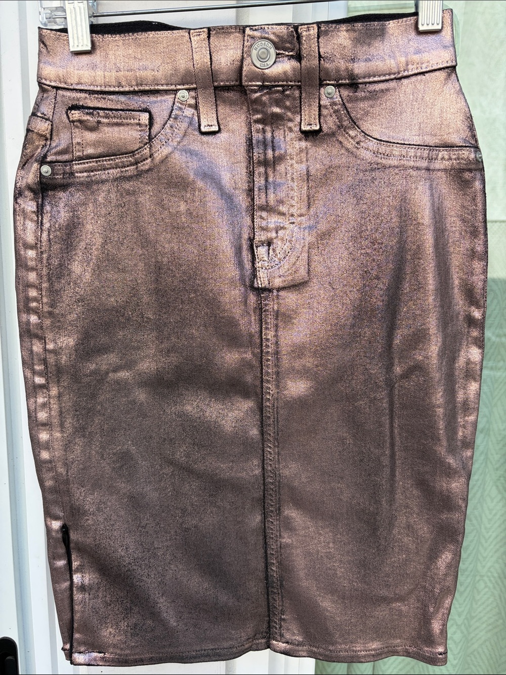 Hudson Jeans Metallic champagne skirt